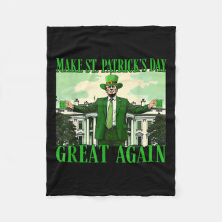 Make St. Patricks Day Great Again Funny Trump Fleece Blanket