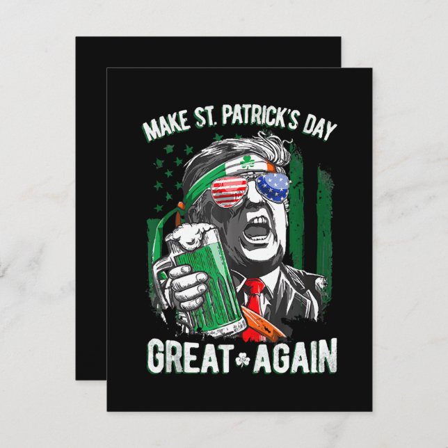 Make St Patrick's Day Great Again Funny Trump Holiday Card (Front/Back)