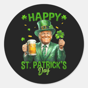 Make St Patricks Day Great Again Funny Trump Men Classic Round Sticker