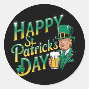 Make St Patricks Day Great Again Funny Trump Men W Classic Round Sticker