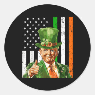 Make St Patricks Day Great Again Funny Trump Men W Classic Round Sticker