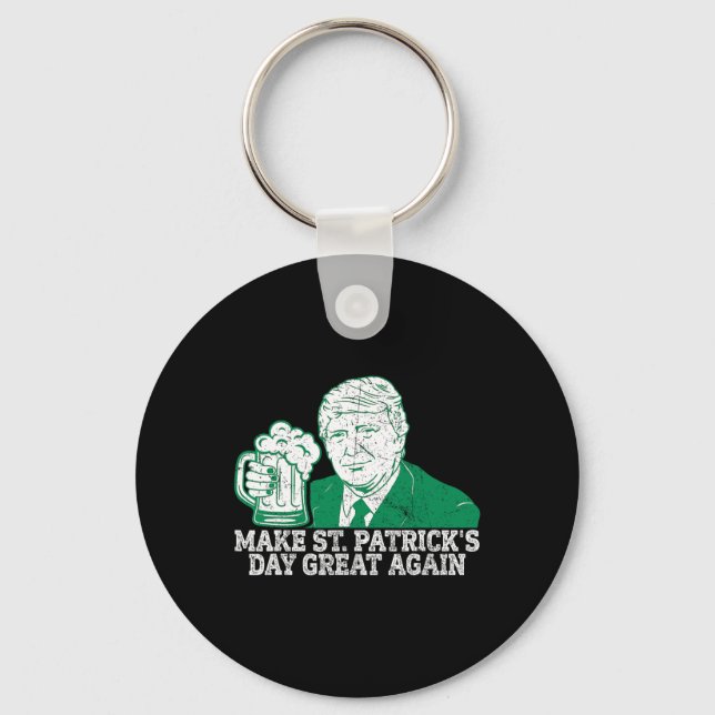 Make St Patricks Day Great Again Funny Trump Men W Key Ring (Front)