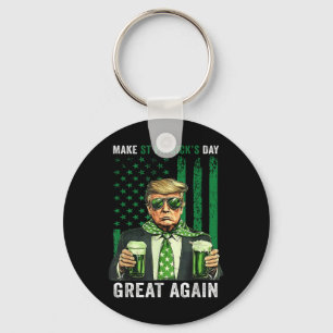 Make St Patricks Day Great Again Funny Trump Mens Key Ring