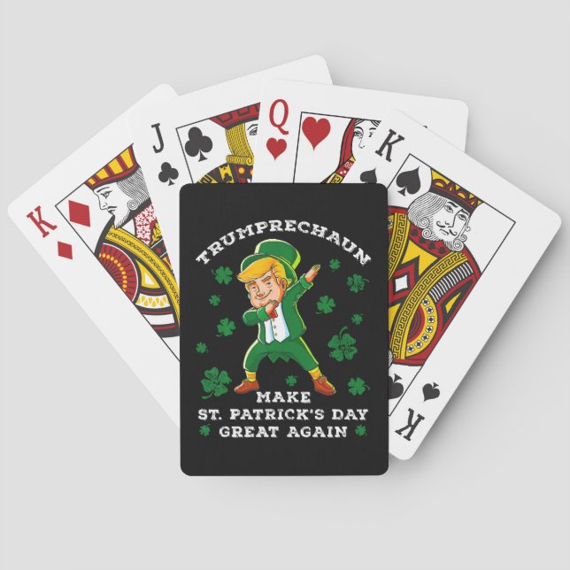 Make St Patrick's Day Great Again Funny Trump Playing Cards (Back)