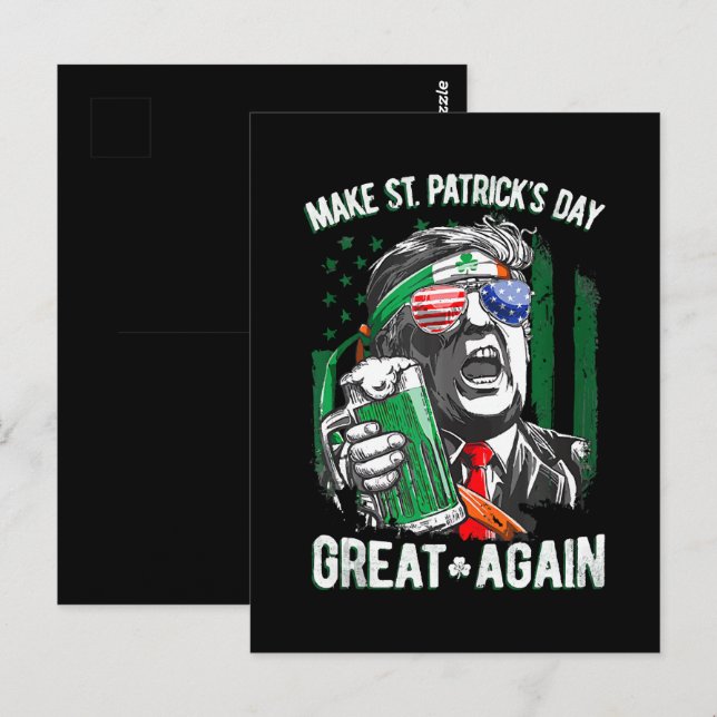 Make St Patrick's Day Great Again Funny Trump Postcard (Front/Back)