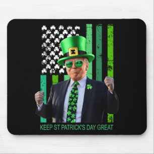 Make St Patricks Day Great Again Irish American Fl Mouse Pad