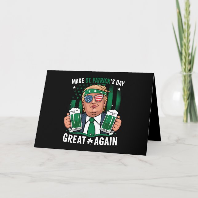 Make St Patrick's Day Great Again Irish Trump Thank You Card (Front)