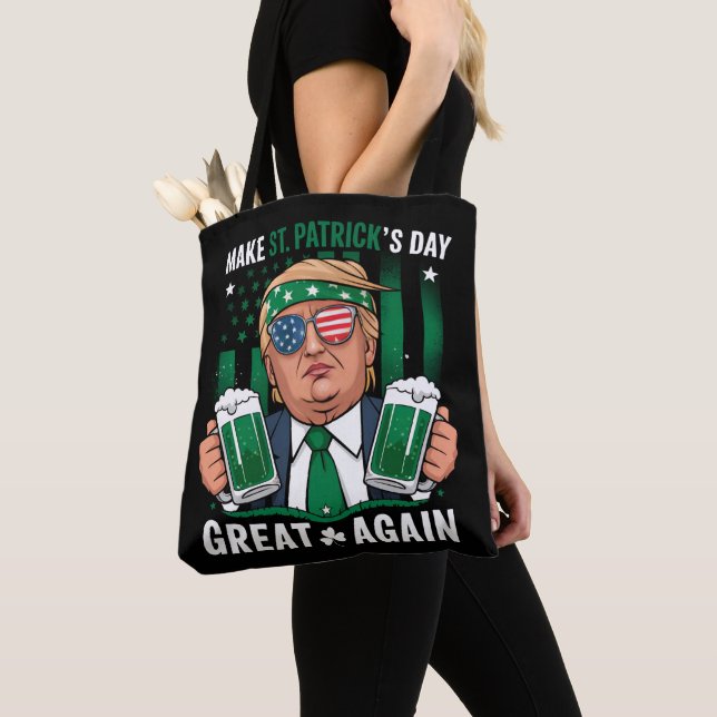 Make St Patrick's Day Great Again Irish Trump Tote Bag (Close Up)