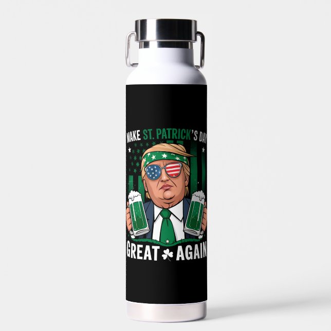 Make St Patrick's Day Great Again Irish Trump Water Bottle (Front)