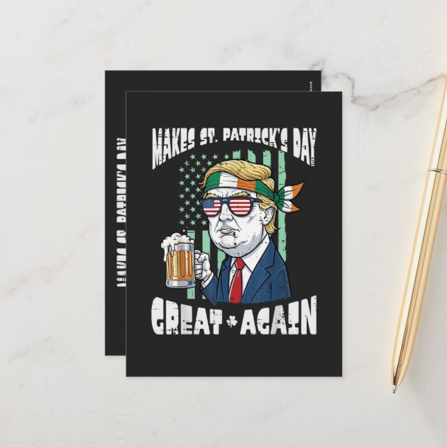Make St Patricks Day Great Again Saint Paddys Holiday Postcard (Front/Back In Situ)