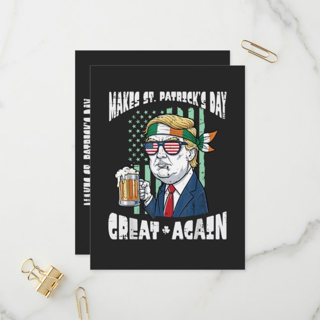 Make St Patricks Day Great Again Saint Paddys Invitation Postcard (Front/Back In Situ)