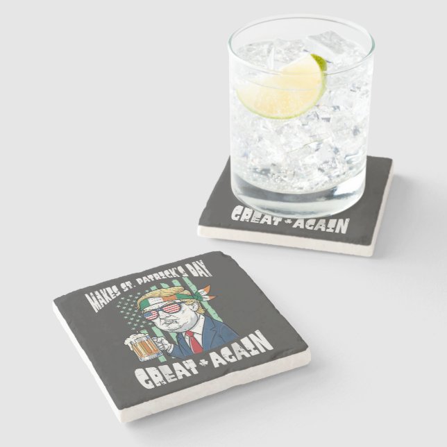 Make St Patricks Day Great Again Saint Paddys Stone Coaster (Side)