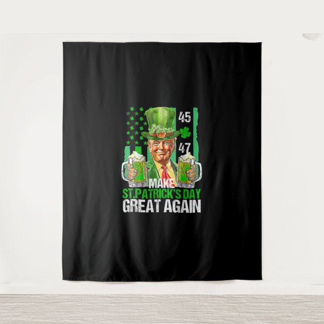 Make St Patrick's Day Great Again Shamrock Trump A Tapestry (Front)