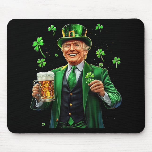 Make St Patricks Day Great Again Trump American Fl Mouse Pad (Front)