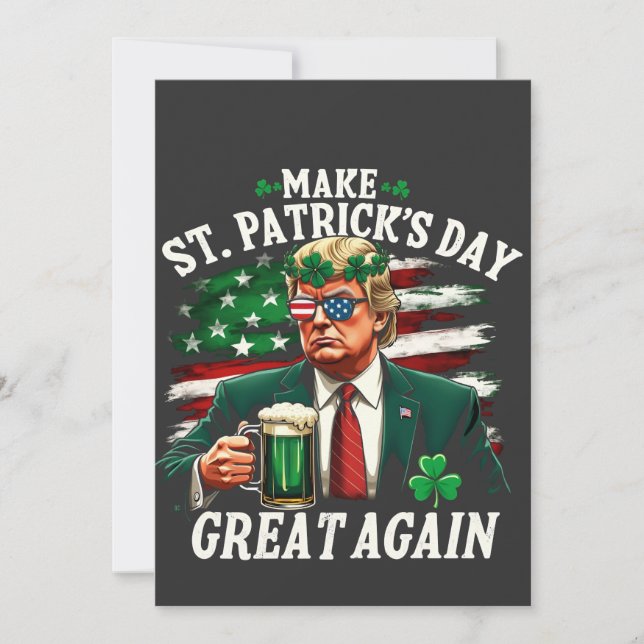 Make St. Patrick's Day Great Again Trump  Holiday Card (Front)