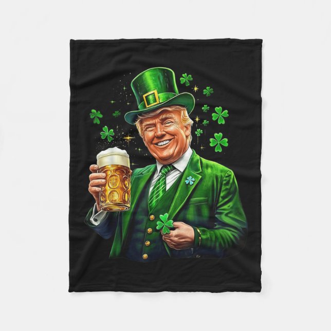 Make St Patricks Day Great Again Trump Irish Ameri Fleece Blanket (Front)
