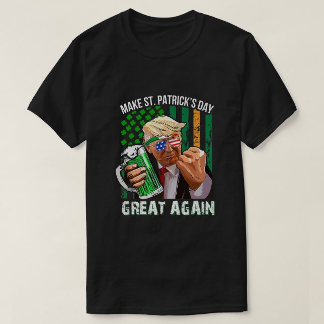 Make St Patricks Day Great Again Trump Leprechaun  T-Shirt (Design Front)
