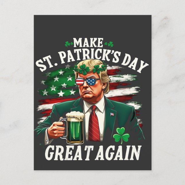 Make St. Patrick's Day Great Again Trump  Postcard (Front)