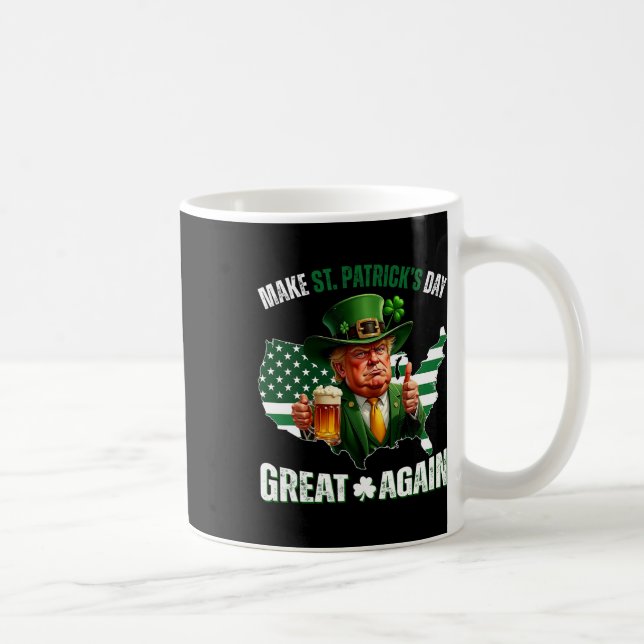 Make St Patricks Day Great Again Trump Shamrock Ir Coffee Mug (Right)
