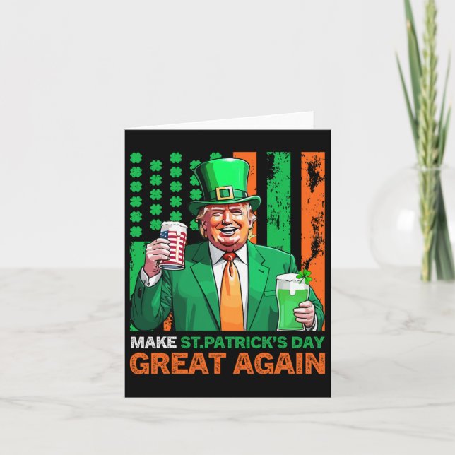 Make St Patricks Day Gret Again Donald Trump 2025  Card (Front)