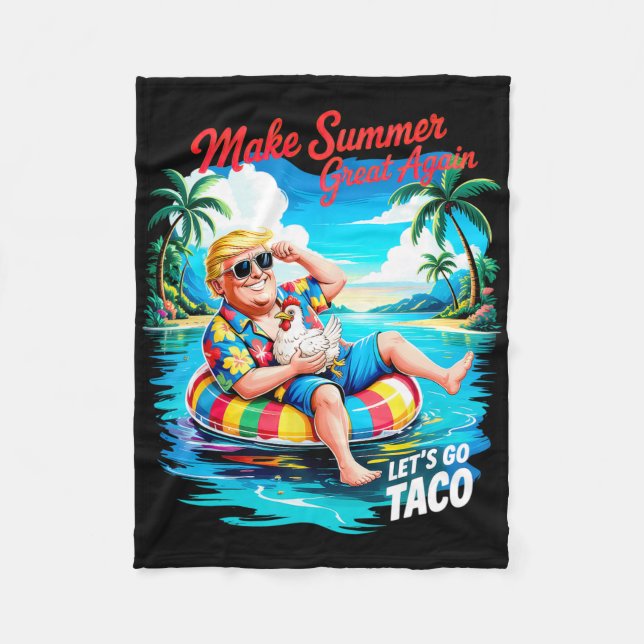 Make Summer Great Again Funny President Chicken Ta Fleece Blanket (Front)