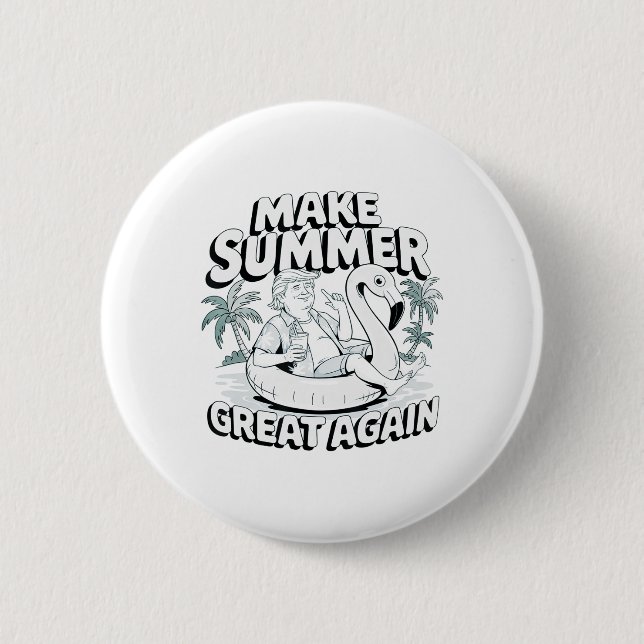 Make Summer Great Again Funny Trump Flamingo Float 6 Cm Round Badge (Front)