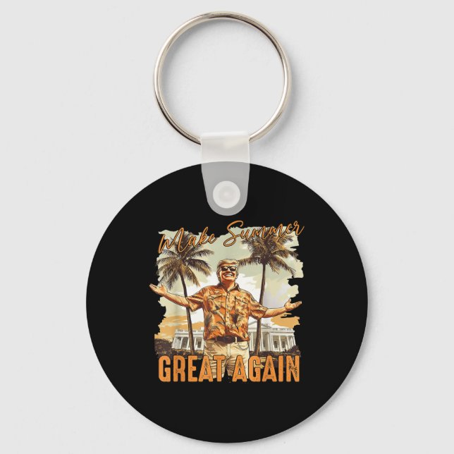 Make Summer Great Again Hawaii Beach Funny Trump V Key Ring (Front)