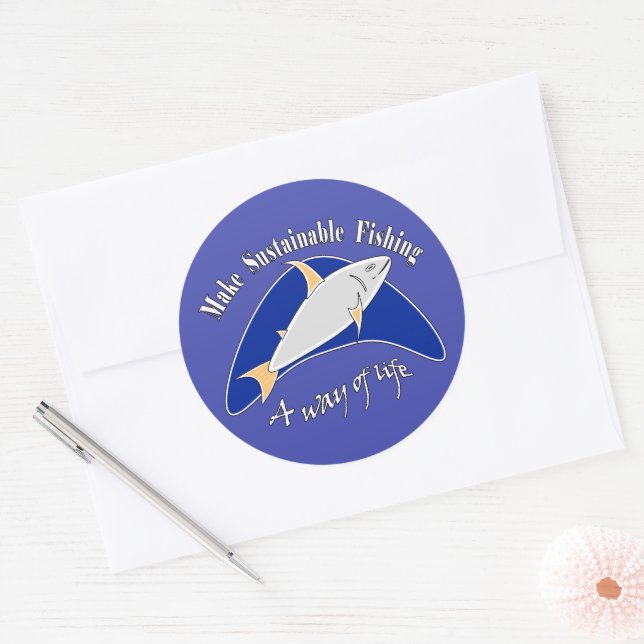 Make sustainable fishing a way of life  classic round sticker (Envelope)