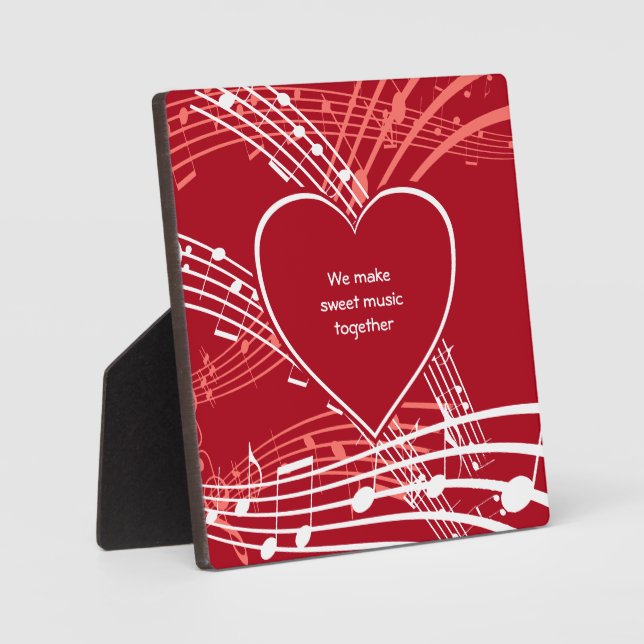 MAKE SWEET MUSIC | Heart Musical Notes | VALENTINE Plaque (Front)