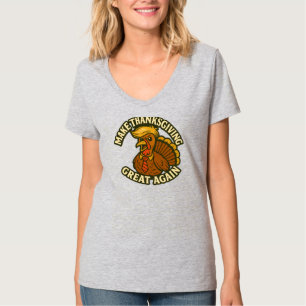 Make Thanksgiving Great Again – Retro Turkey Satir T-Shirt
