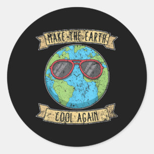 Make The Earth Cool Again Earth Day  Classic Round Sticker