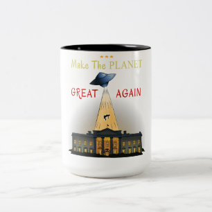 Make The Planet Great Again! UFO abduction Tee Two-Tone Coffee Mug