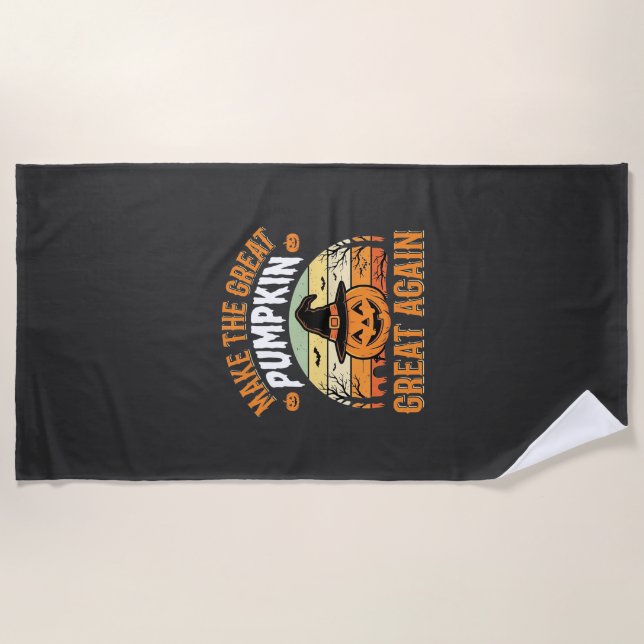 Make The Pumpkin Great Again Halloween Design_1 Beach Towel (Front)
