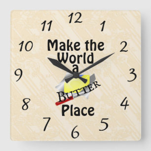Make the World a Butter Place Wall Clock