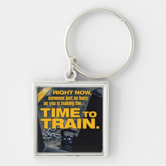 Make Time To Train - Workout Motivational Key Ring (Front)