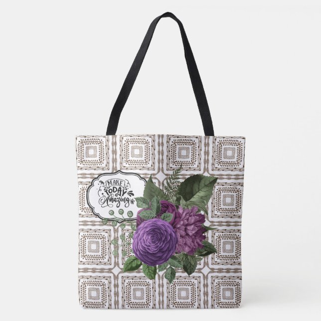 Make Today Amazing Geometric Floral Tote (Front)