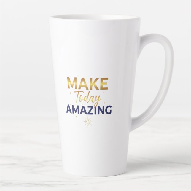 Make Today Amazing Gold Navy Sun Design Latte Mug (Right)