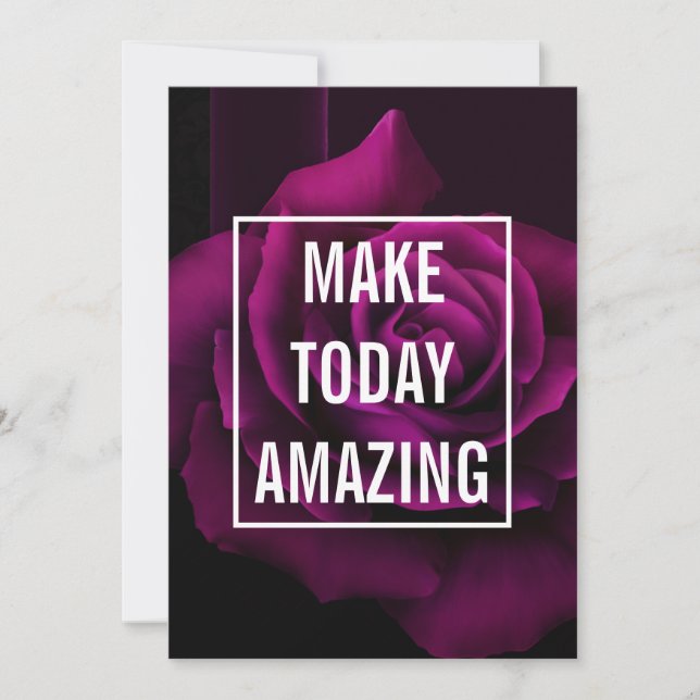 Make today Amazing Purple Rose Inspirational Holiday Card (Front)