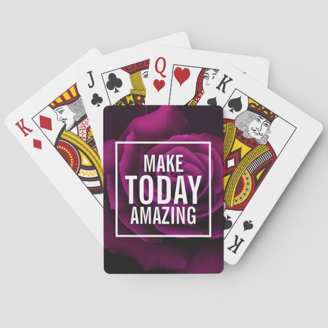 Make today Amazing Purple Rose Inspirational Playing Cards (Back)