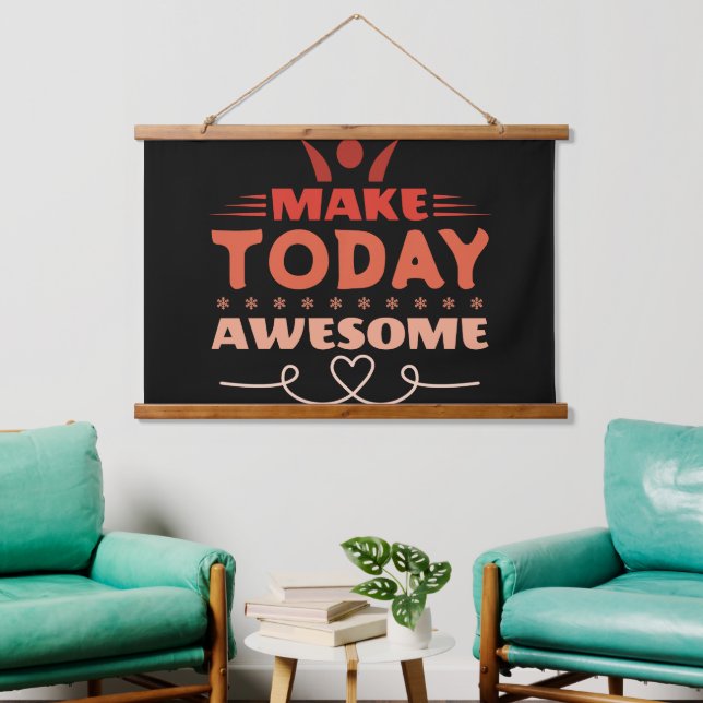 Make Today Awesome Retro Typography Hanging Tapestry (Living Room)