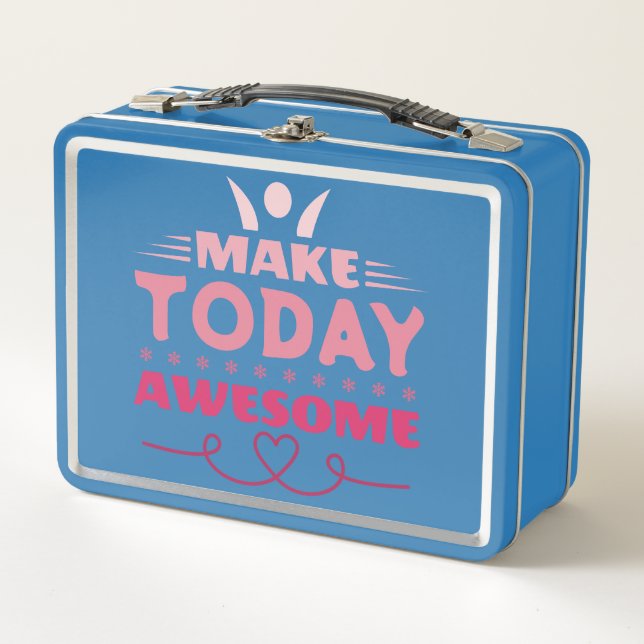 Make Today Awesome Retro Typography Metal Lunch Box (Front)