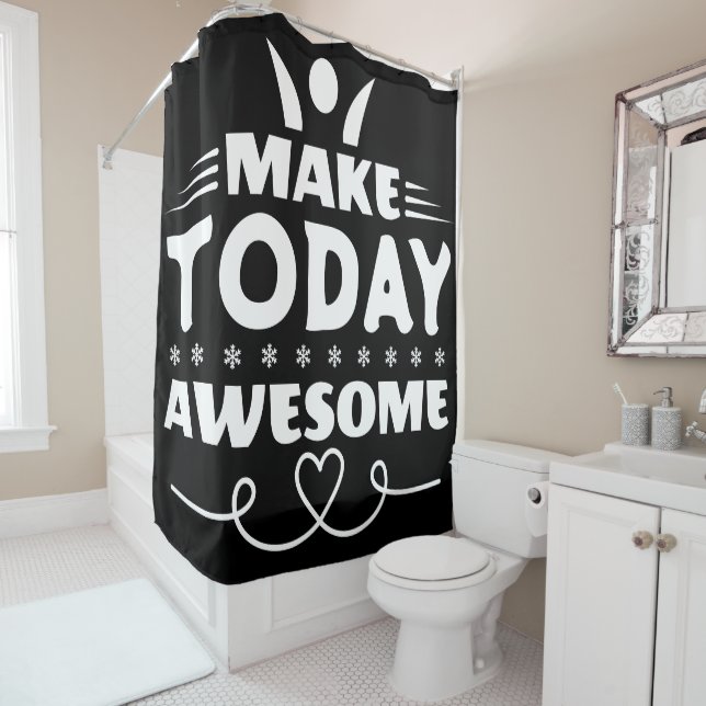 Make Today Awesome Retro Typography Shower Curtain (In Situ)