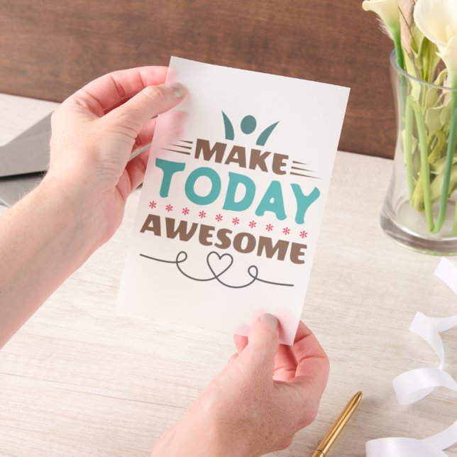 Make Today Awesome Retro Typography Vellum Invitations (Handheld)
