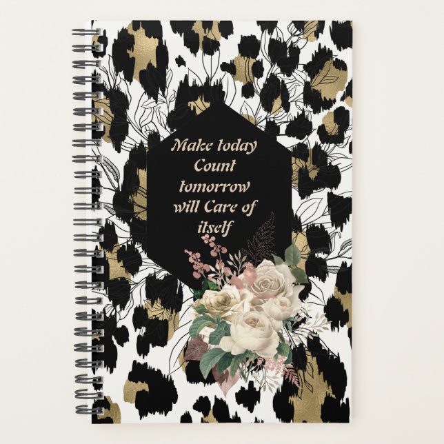 Make Today Count Leopard  Floral Planner (Front)