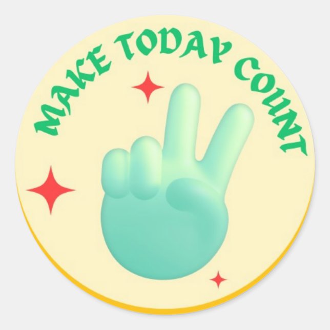 Make Today Count – Retro Peace Hand Sticker (Front)