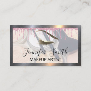 Make Up and Brushes Glitter Drip Eye lashes Loyalty Card