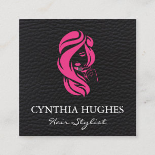 Make Up and Hair Stylist   Leather Square Business Card