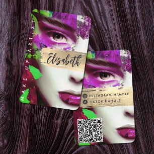 Make Up Artist Add QR Code & Social Media Colourfu Business Card
