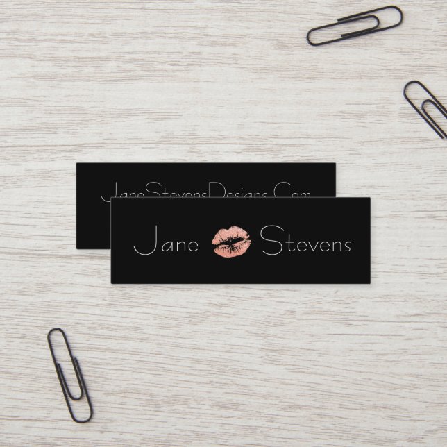 Make Up Artist Lipstick Kiss Minimalist Mini Business Card (Front/Back In Situ)