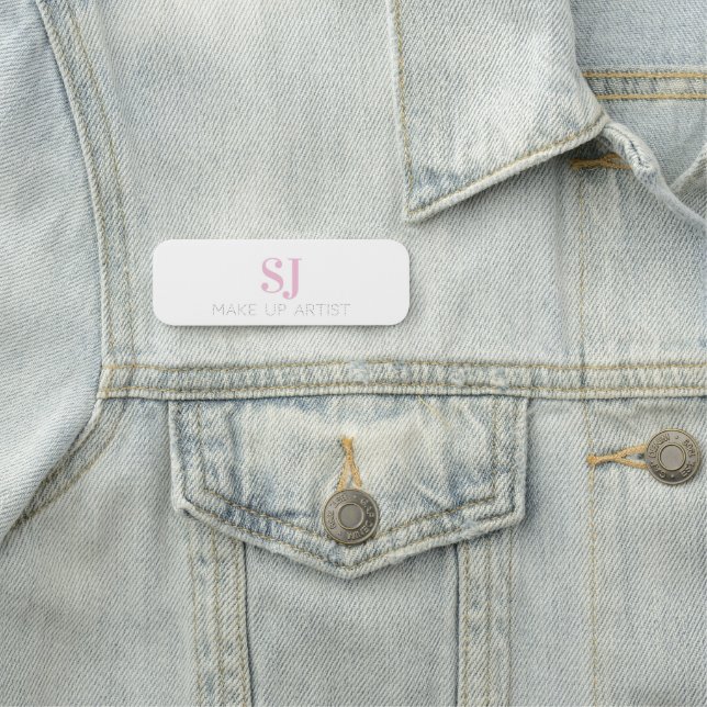 Make Up Artist Minimal Monogram Pink Name Tag (In Situ)